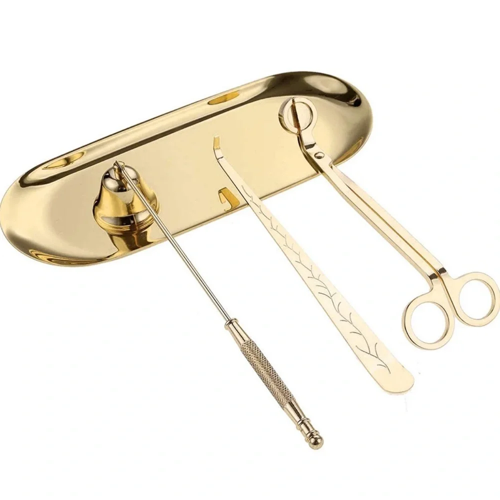 🆕 4 Piece Candle Accessory Set Gold